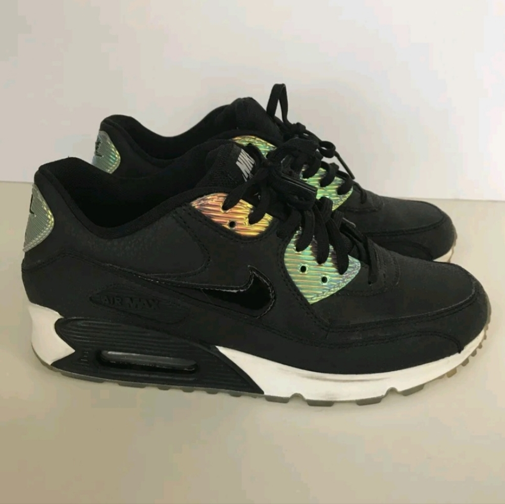 Nike Air Max 90 Premium Black Pure Platinum Women's sz 8 Leather 443817-008
